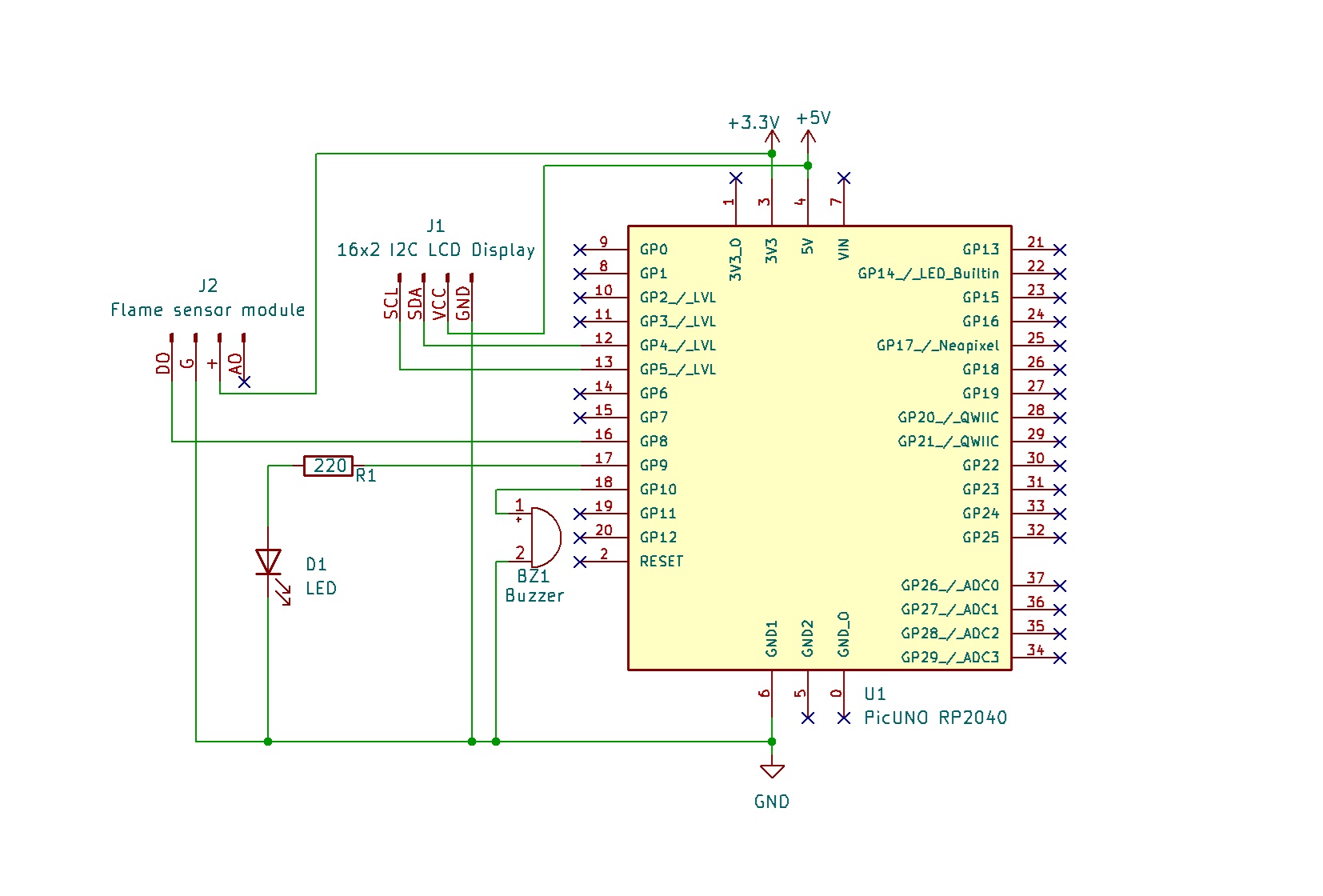 Flame Detection Alarm With LCD Display