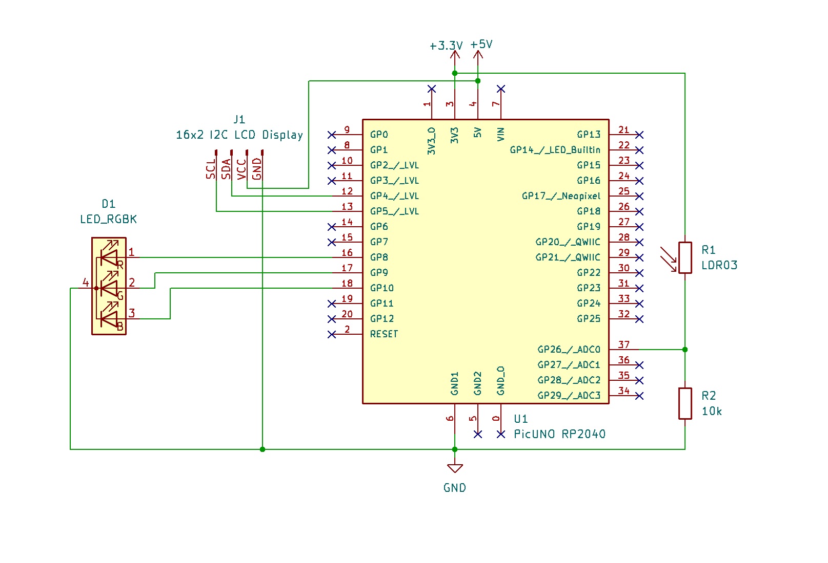 LDR-Controlled RGB Mood Lamp With LCD Display
