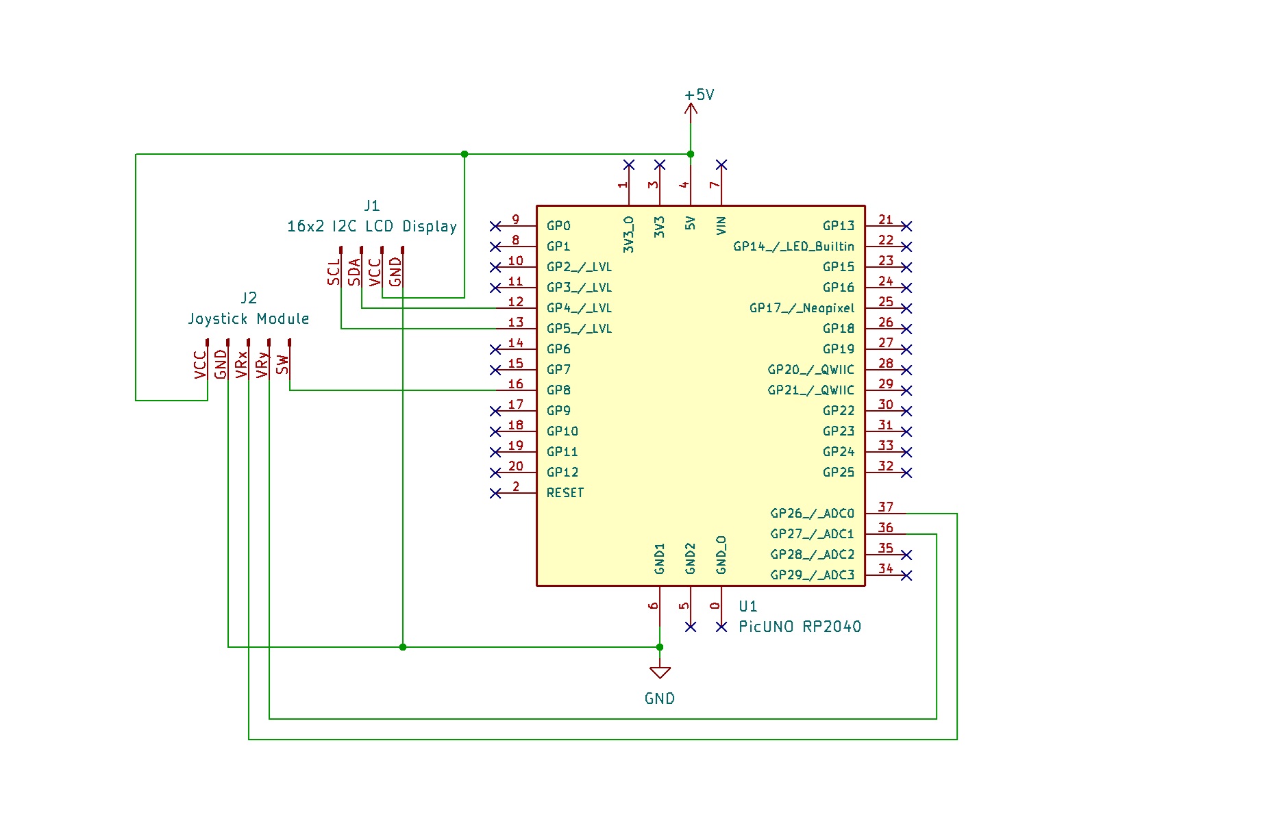 Joystick Status Display Using LCD